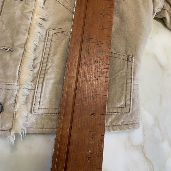 Trucker Jacket Medium Tan Cropped Faux Fur Cotton Outer Retro Penny Lane - Picture 9 of 11